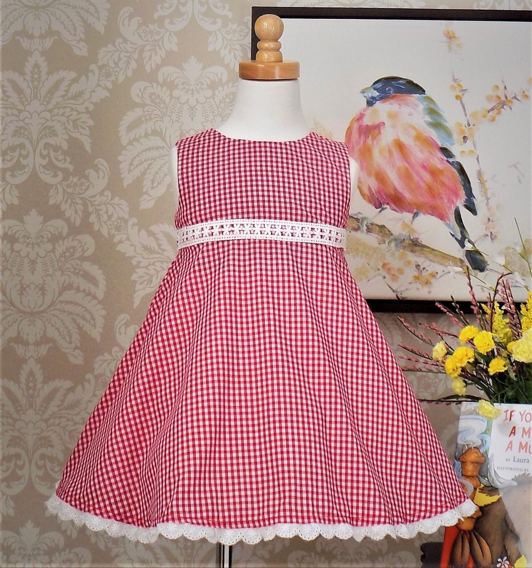Red and White Gingham Dress Girl s Country Red and White Gingham Dress Ready to Ship Etsy Canada