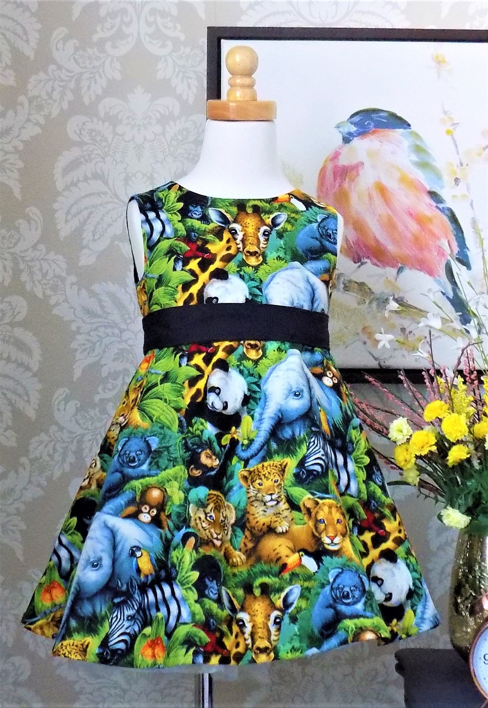 KIDS T-SHIRT DRESS 12-14 ANIMAL ARMY