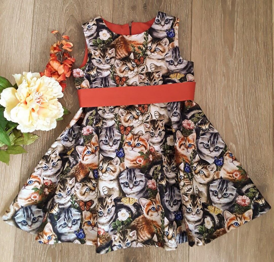 New Baby Girl Dress Design Cat In Blue colour main image 1