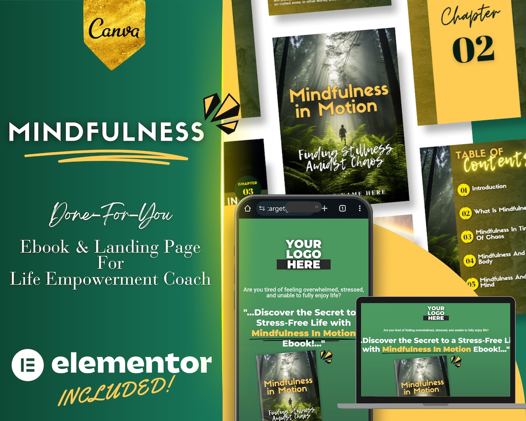 Done for You Mindfulness Canva Template Ebook & Landing Page Elementor ...