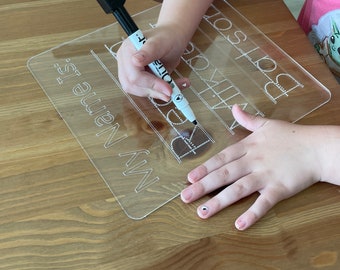 Name Tracing Board, Dry Erase Learning Board, Reusable, Letter Tracing Board, Preschool, Kindergarten, Personalized Washable Board,