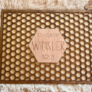 Alternative Guest Book, Wedding Guest Book, Hexagon Sign,   Bumble, Layered Wood, Unique Guestbook, Custom Guestbook,