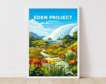 Eden Project Travel Print / Wall Art / Eden Project pared colgante decoración del hogar Eden Project regalo amantes del arte Inglaterra regalo amante del arte