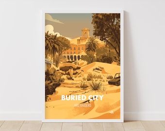 Buried City Arc Raiders-kaart reisafdruk | Muurkunst | Cadeau gamer cadeau videogames