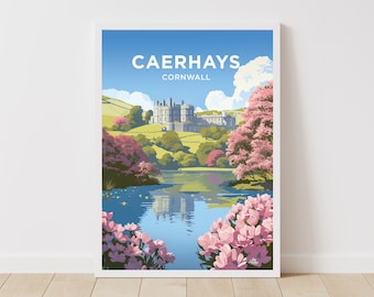 Caerhays Travel Print | Wall Art | Caerhays Estate Wall Hanging Home Décor Caerhays Castle Gift Art Lovers England Art Lover Gift