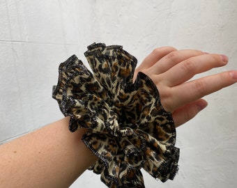 Ruffle scrunchie / leopard scrunchie / giant ruffle scrunchie / frilly scrunchie