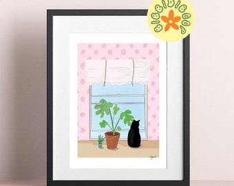 A4 art print || cat art print || gallery wall art