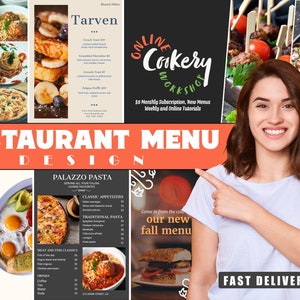 Trifold Restaurant Menu Design, Menu Design for Restaurant,  Drink Menu, Menu Template Restaurant, Menu Cards