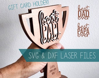 Porta biglietti regalo per la festa del papà // File di taglio laser SVG DXF // Il miglior papà di sempre, regalo di compleanno fai da te
