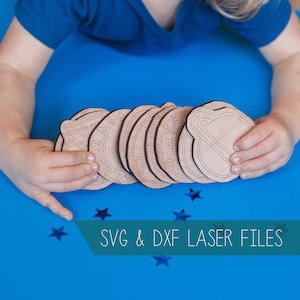 Planeet houttegels//Laser SVG gesneden bestand//eenvoudige ornamenten//Geek Nerd zonnestelsel Galaxy Montessori//patroon glowforge cricut