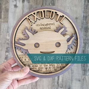 Axolotl SVG Pattern // Laser Cut File // Endangered Animal Species Wood Sign // Glowfore Pattern