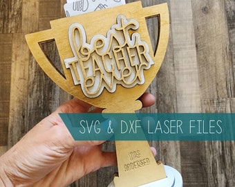 Titolare della carta regalo di apprezzamento per l'insegnante // Trofeo premio file di taglio SVG laser digitale // Modello Glowforge omtech cricut silhouette