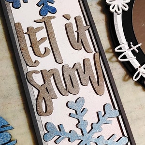 Easy Christmas Sign - Laser SVG Cut File // Let It Snow Porch Shelf Sign // Holiday Decor Decorations // pattern glowforge cricut silhouette