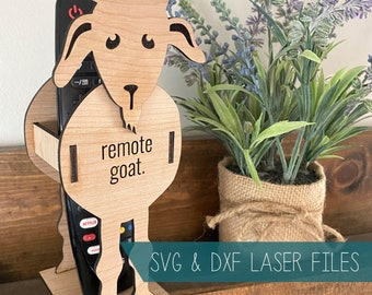 Funny Remote Control Holder // Laser SVG DXF Cut File // Dad Father Birthday Gift // Goat Farm Girl Boy // Pattern glowforge omtech cricut