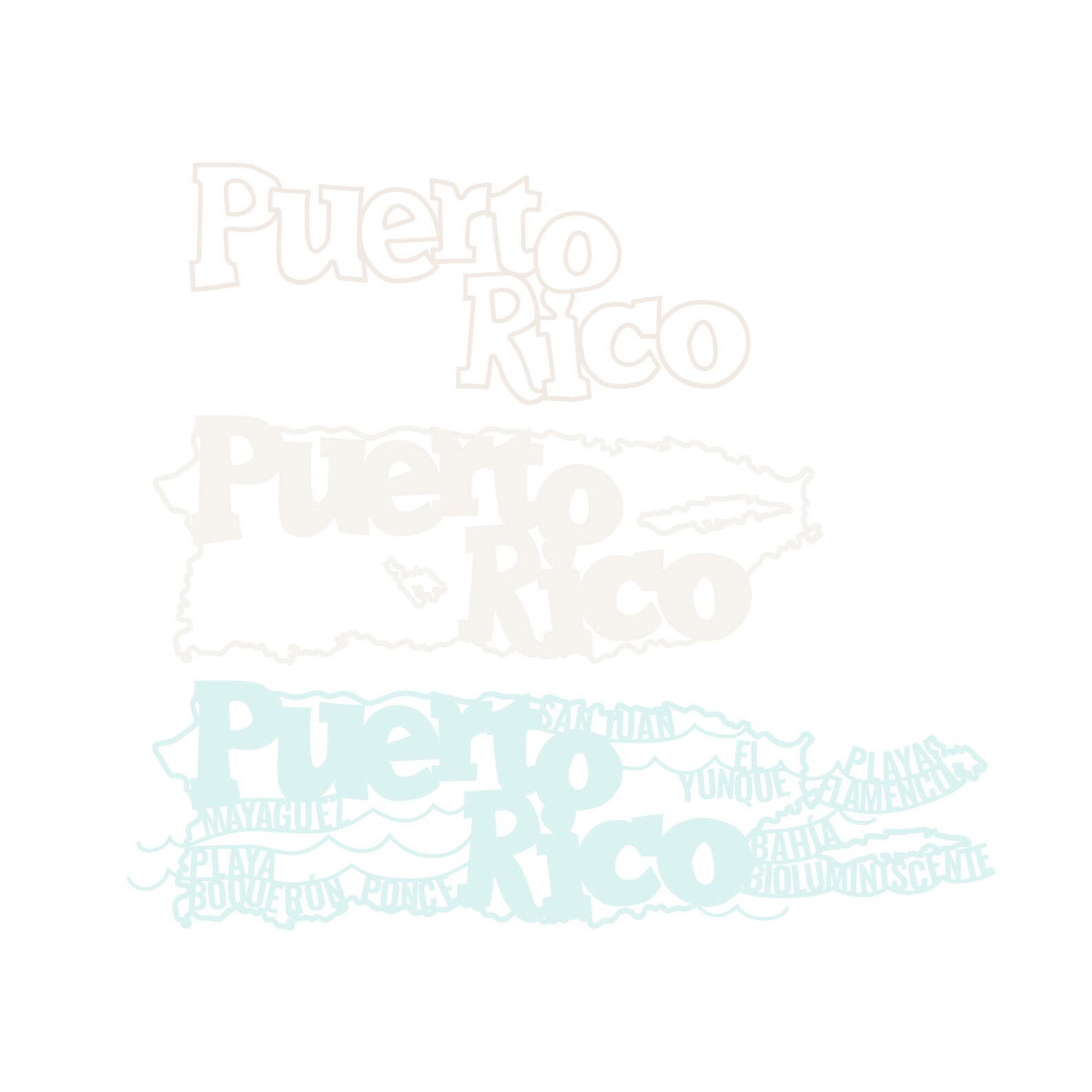 Puerto Rico Map SVG Pattern // Digital Laser Cut File in 3 Layers ...