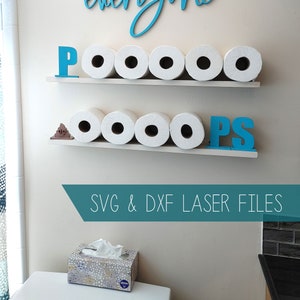 Grappig badkamerteken Laser SVG Cut-bestand // Iedereen poept // White Elephant Gift // Toiletrolhouder // Patroon glowforge cricut