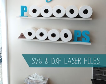 Funny Bathroom Sign Laser SVG Cut File // Everyone Poops // White Elephant Gift // Toilet Paper Holder // Pattern glowforge cricut