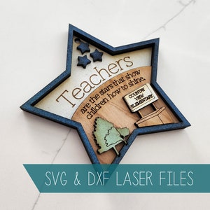 Teacher Gift - Keychain, Magnet or Trinket // Laser SVG DXF Cut File // School Gift // Teacher Appreciation // Pattern glowforge cricut