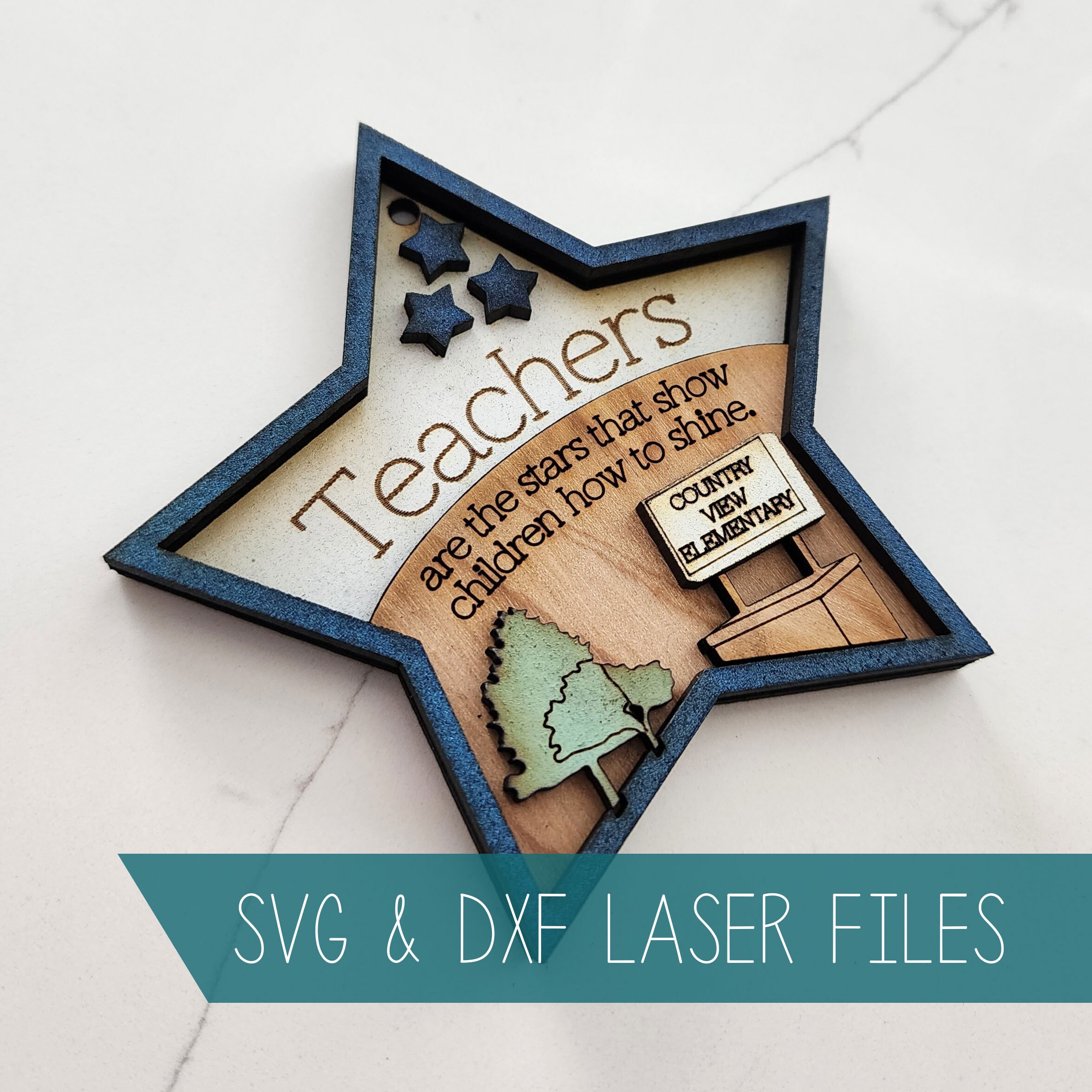 Teacher Gift - Keychain, Magnet or Trinket // Laser SVG DXF Cut File // School Gift // Teacher Appreciation // Pattern glowforge cricut