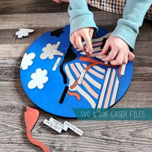 Easy Geschenk - Kinder Vulkan Puzzle Muster // Laser SVG DXF Datei // Alter 3 4 5 6 7 Mädchen Junge Nonbinary