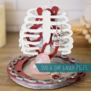 Creepy Goth Trinket Holder DIY Gift // Laser SVG Cut File // Snake, Chains, Anatomical Heart Ribcage // Pattern glowforge cricut silhouette