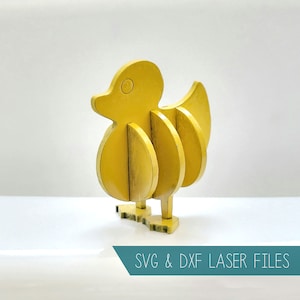 Patrón de patito de goma 3D // Archivo de corte SVG DXF láser // Regalo tonto del pato de goma // Niñera de estante // Patrón de juguete para niños // Glowforge omtech cricut