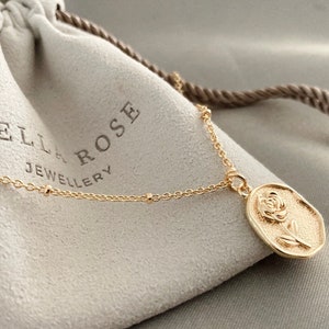 18K Gold Flower Pendant, Satellite Chain, Gift for Her