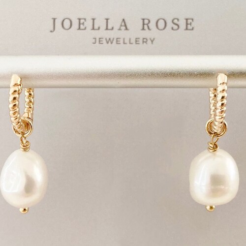 18K Gold Flower Pearl Drop Earrings Gold Filled Baroque Etsy