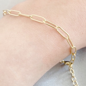 14K Gold Paperclip Chain Bracelet, Layering Chain, Gold Link Bracelet, Gold Chain Bracelet, Gift for Her, Statement Bracelet
