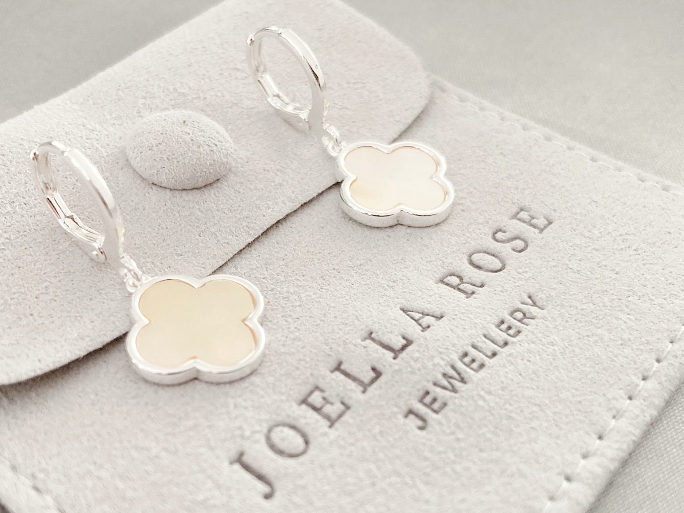 Silver Clover Earrings, Delicate Clover Earrings, Mother of