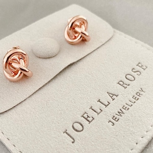 18K Rose Gold Love Knot Earrings, Minimalist Knot Earrings, Gift for Her
