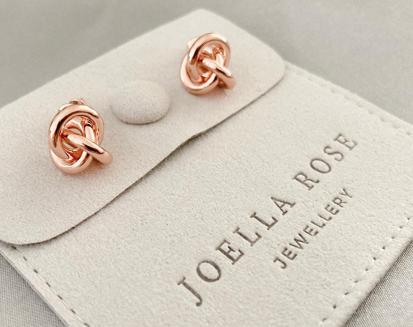 18K Rose Gold Love Knot Earrings, Minimalist Knot Earrings, Gift for Her