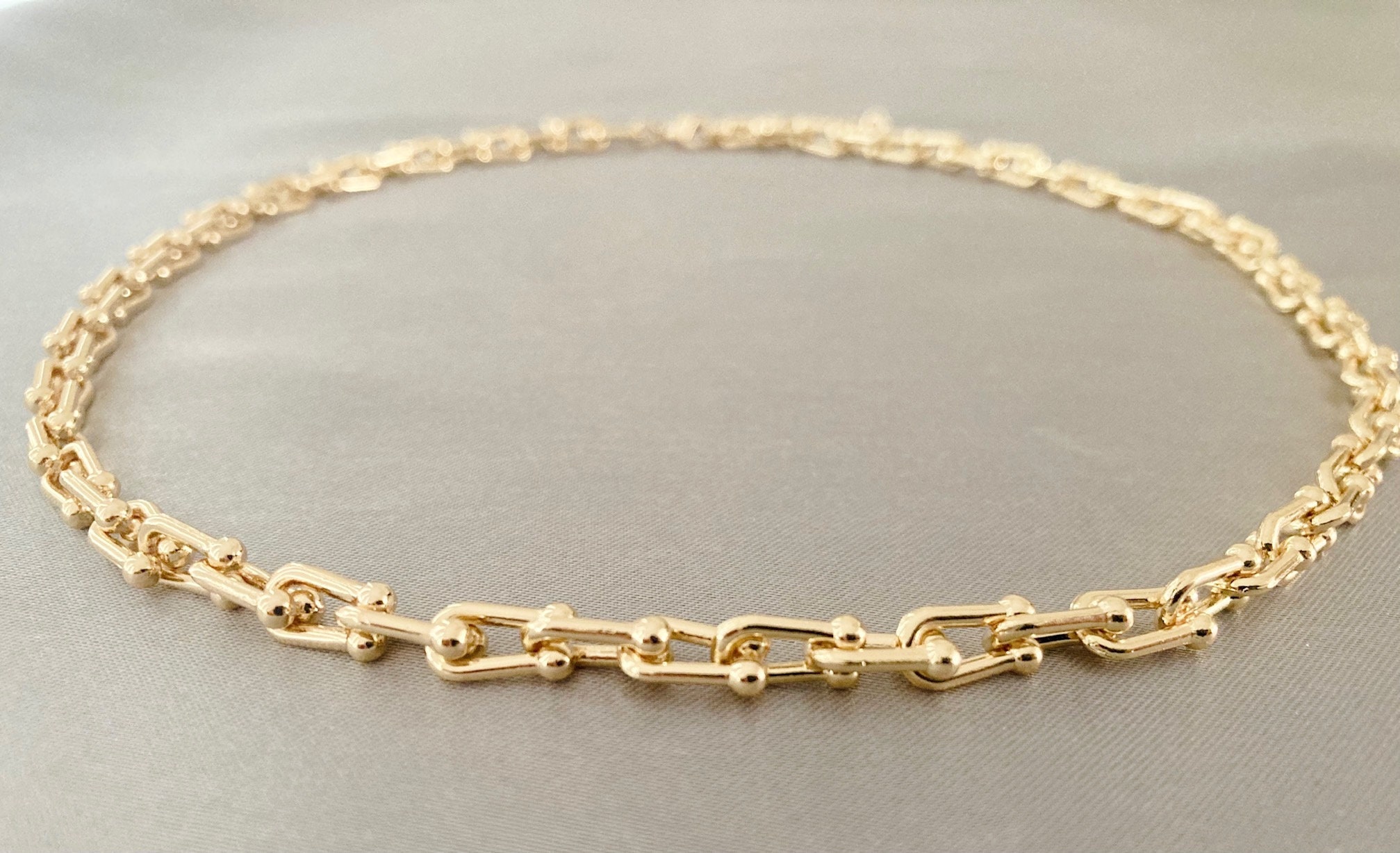 14K Gold U Link Chain Necklace Statement Necklace Pinball Etsy UK