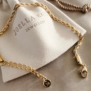 18K Gold, Rope Chain Bracelet, Stacking Bracelet, Everyday Bracelet
