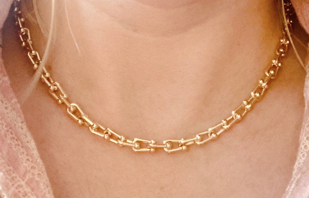 14K Gold U Link Chain Necklace Statement Necklace Pinball Etsy UK