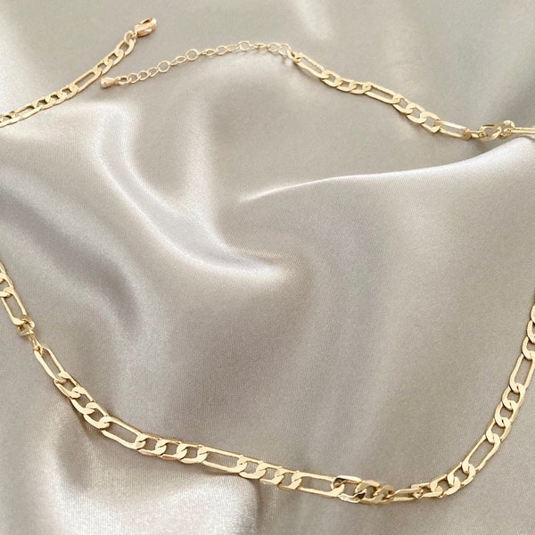 14K Gold Figaro Chain Necklace, Gold Filled Necklace, Dainty Gold Necklace, Gift for Her