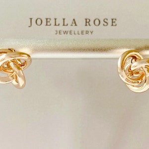 18K Gold Love Knot Earrings, Minimalist Knot Earrings, Gift for Her image 1