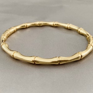 14K Gold, Bamboo Bangle, Minimalist Bangle, Gift for Her