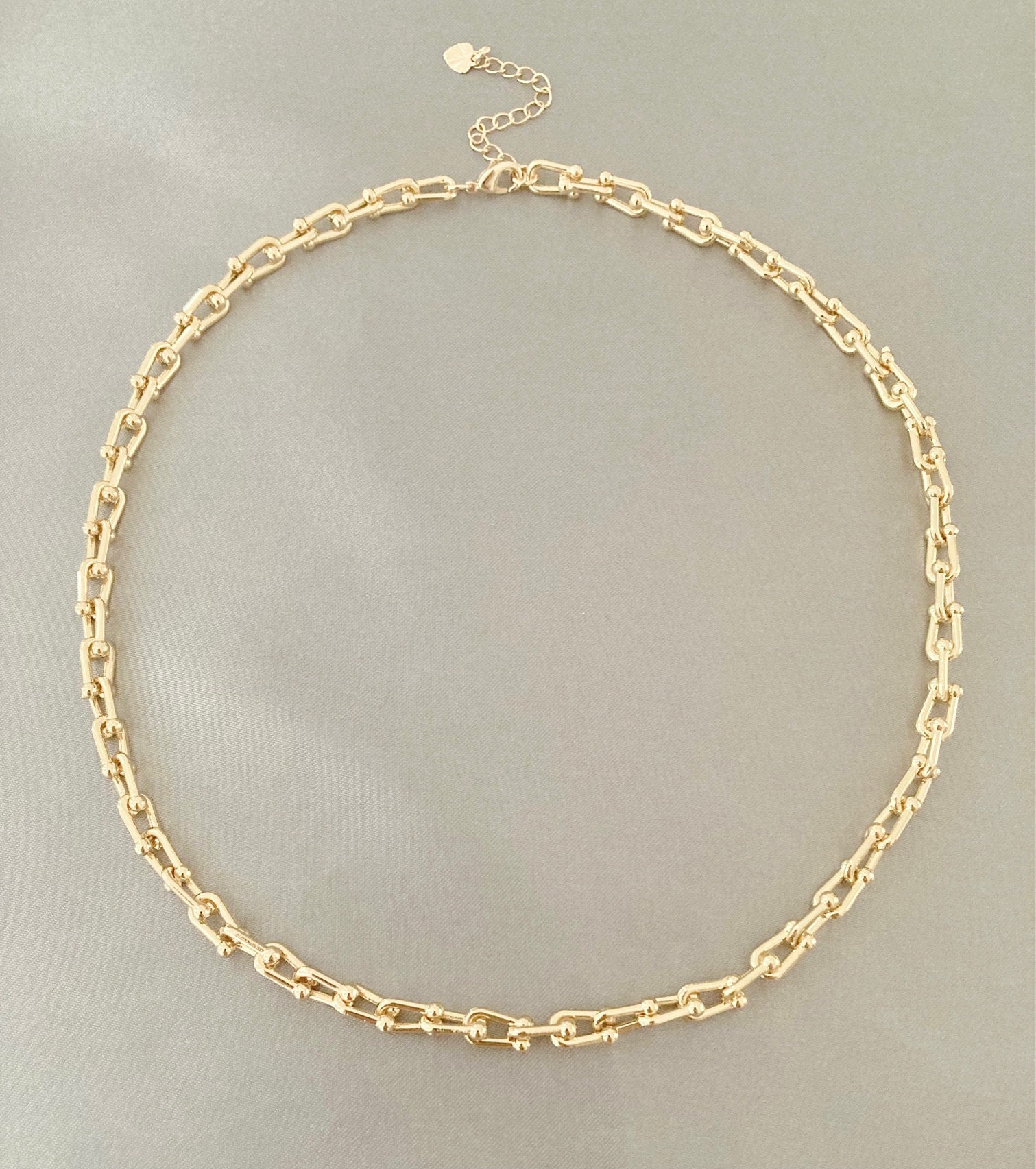 14K Gold U Link Chain Necklace Statement Necklace Pinball Etsy UK