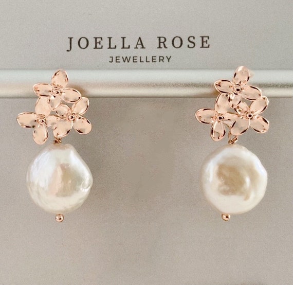 Rose gold and clearance pearl drop earrings