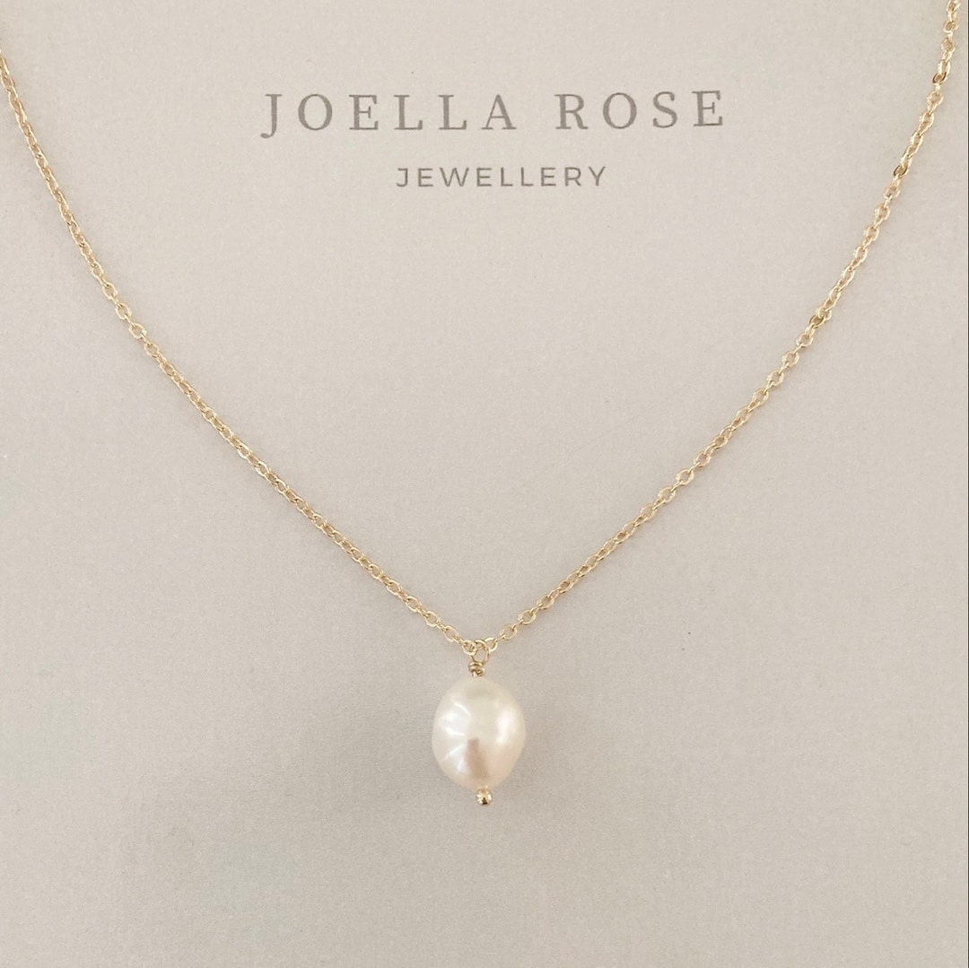 Single Flat Baroque Pearl Chain Necklace Gold main image 0