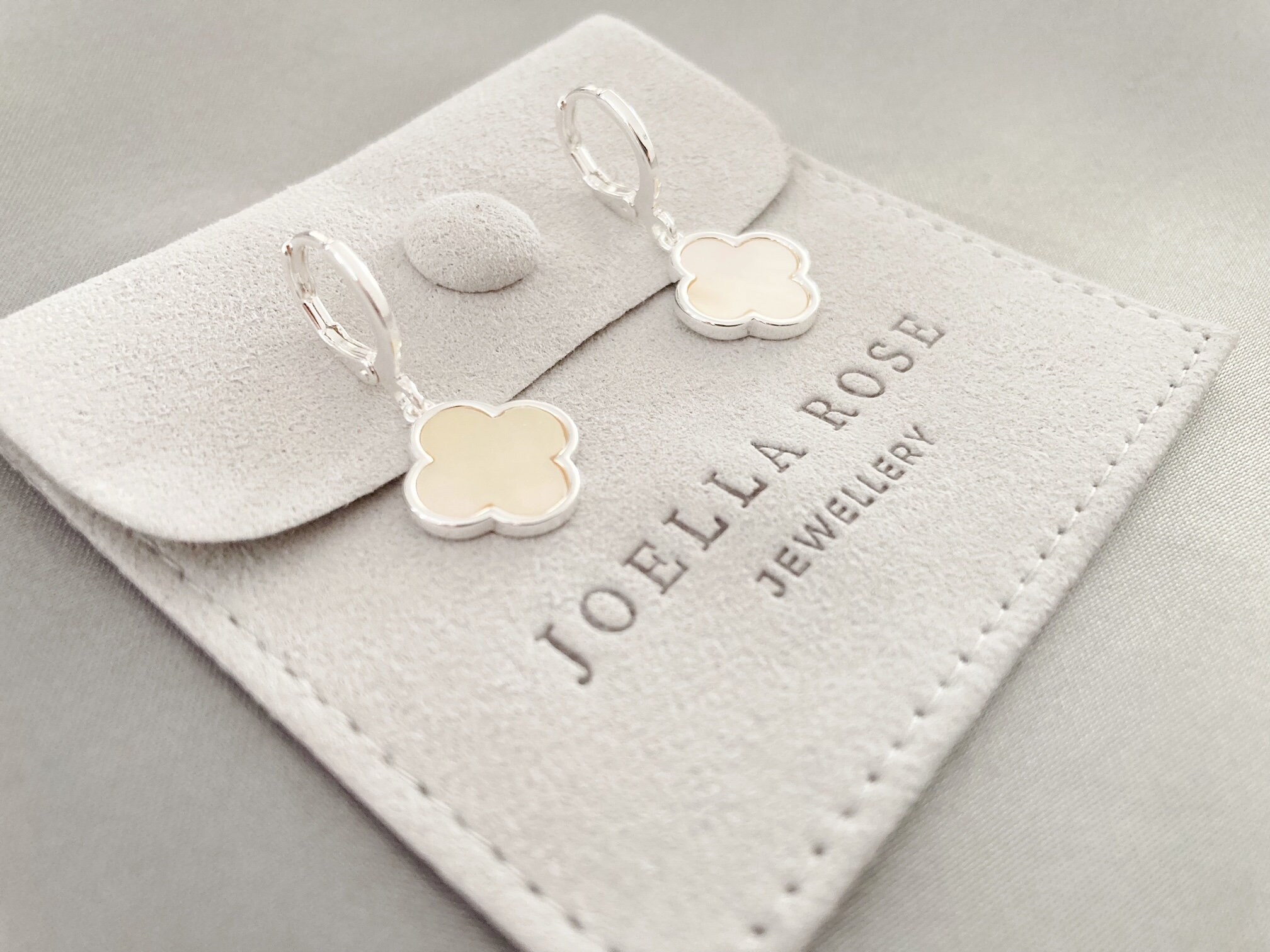 Silver Clover Earrings, Delicate Clover Earrings, Mother of