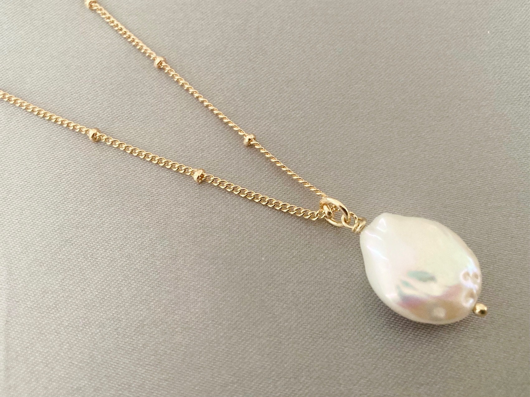 Velatti large baroque Pearl Necklace gold pendant signed made in SPAIN ...