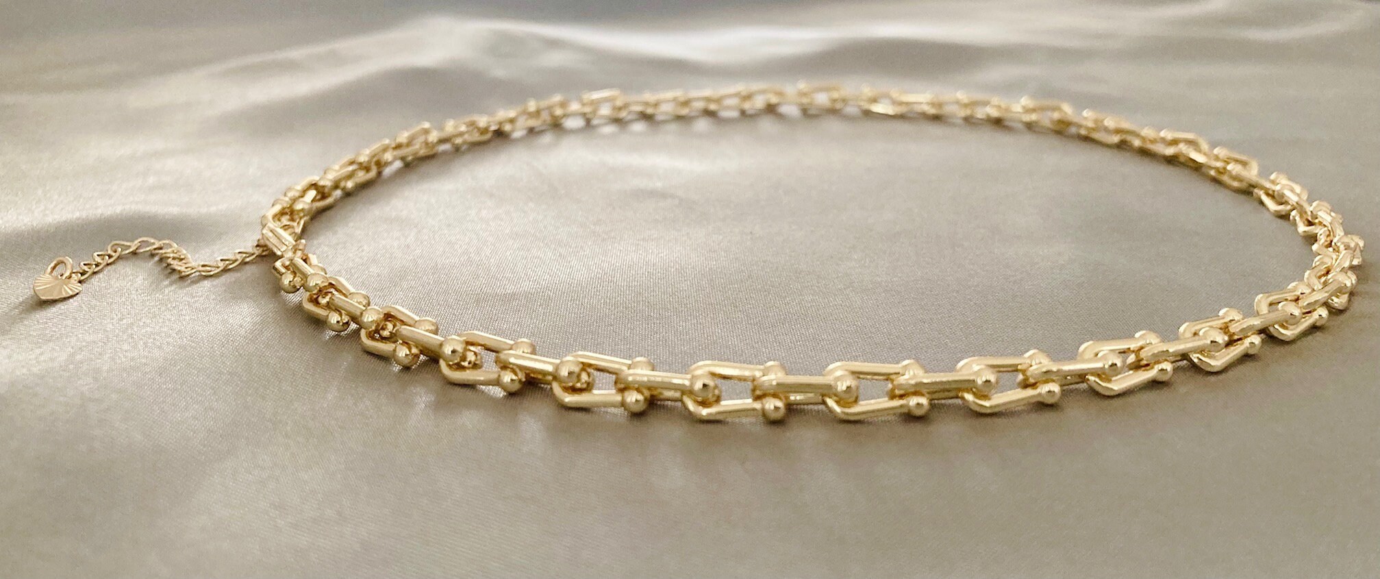 14K Gold U Link Chain Necklace Statement Necklace Pinball Etsy UK