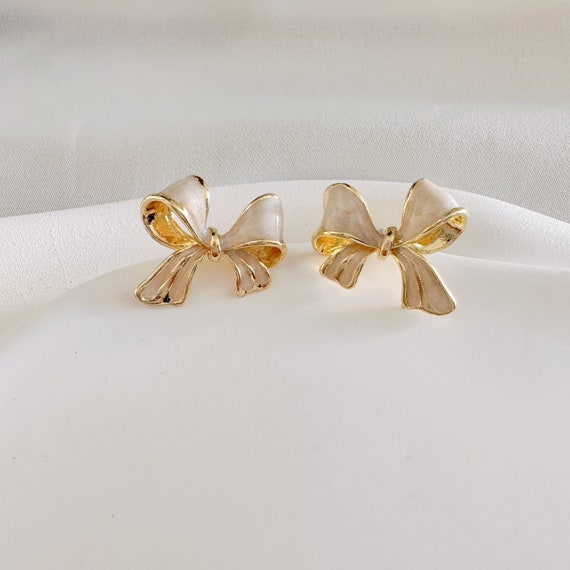 Gold Bow Earrings for Women Silver Bow Stud Earrings Ribbon Earrings Long Bow Dangle Earrings Silver Bow Jewelry Bow Earrings Gold Studs