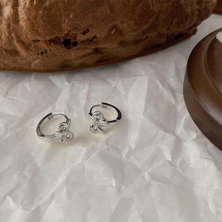 Gold Ribbon Hoop Earrings Gold Bow Hoop Earrings Gift Bow Etsy UK