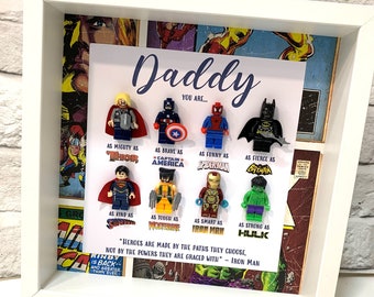 Personalised Daddy/Dad Superhero Box Frame, Personalised Frame for Him, Birthday Gifts for Him, Father&#39;s Day Gifts, Gifts from Daughter