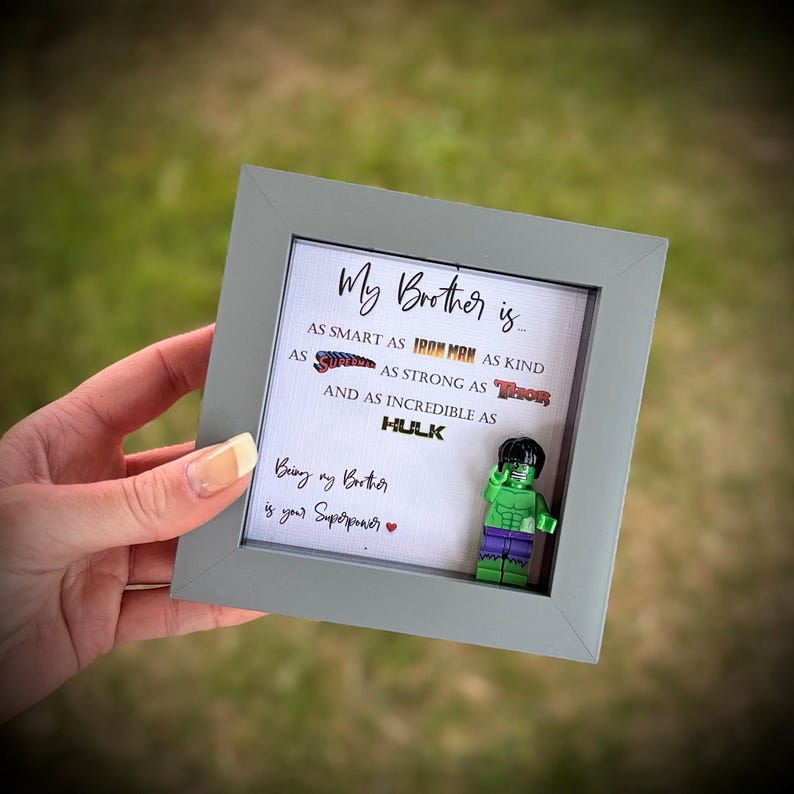 Personalised Brother Superhero Box Frame, Personalised Frame for Him