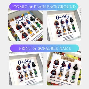 Gepersonaliseerde papacadeaus, superheldcadeau, schaduwdoos frame cadeau, aangepast frame voor hem, verjaardagscadeaus voor hem, kerstcadeaus voor papa afbeelding 7