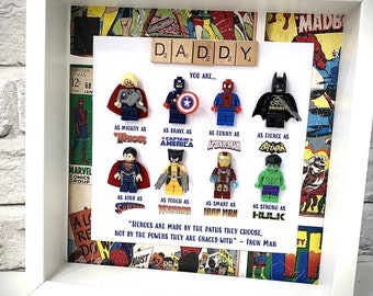 Personalised Daddy/Dad Superhero Box Frame, Personalised Frame for Him, Birthday Gifts for Him, Father's Day Gifts, Gifts from Daughter